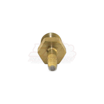 Front angled view of brass 1/8 NPT male to 4mm barb adapter showing hexagonal body and threaded fitting
