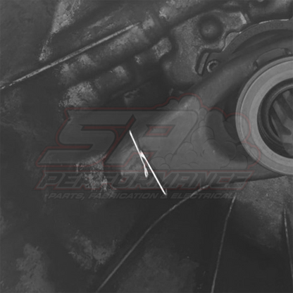 BEVINSEE clutch release arm spring installed on BMW E36 E46 E90 E92 clutch fork assembly showing hook end placement