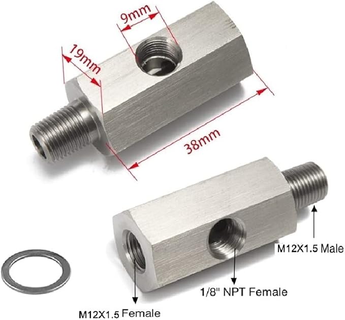 Stainless Steel Oil Pressure Tee Adapter - M12×1.5 to 1/8" NPT