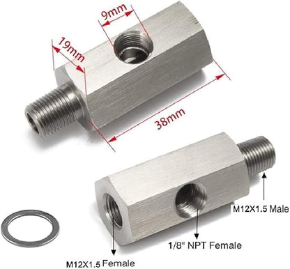 Stainless Steel Oil Pressure Tee Adapter - M12×1.5 to 1/8" NPT