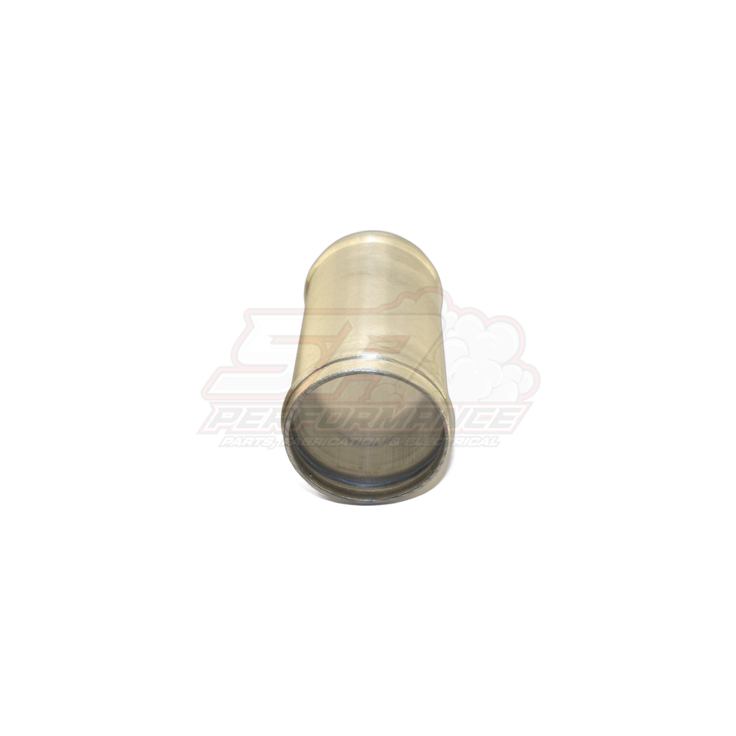 Aluminium 51mm hose joiner angled view showing polished finish, beaded ends and hollow cylindrical construction