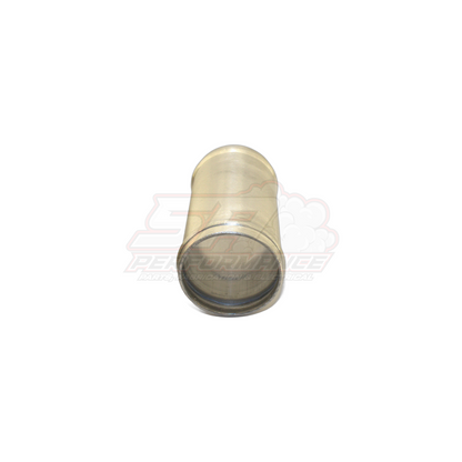 Aluminium 51mm hose joiner angled view showing polished finish, beaded ends and hollow cylindrical construction