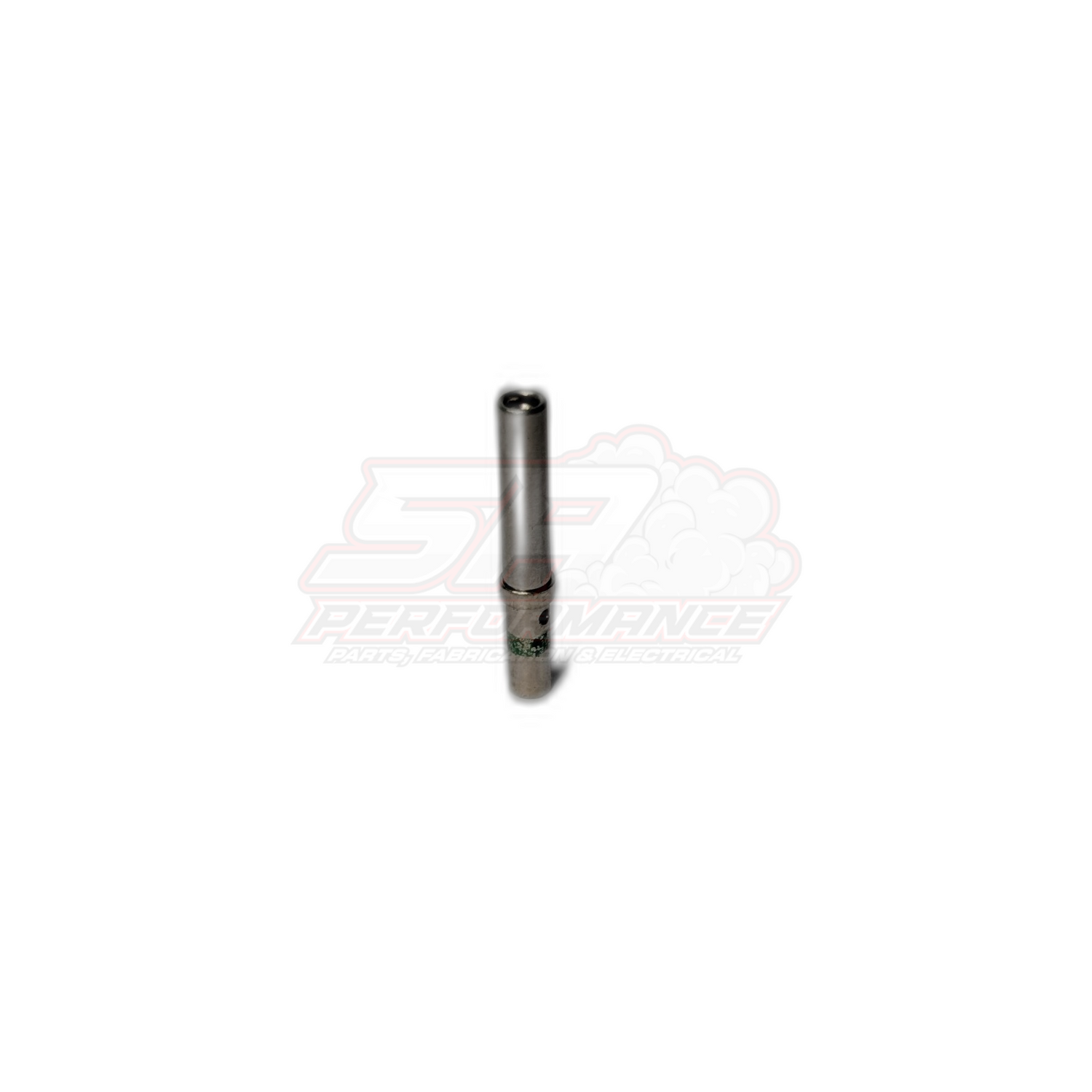 Deutsch DT female crimp terminal with solid green band for 1.0-2.0mm² wire shown in side profile view