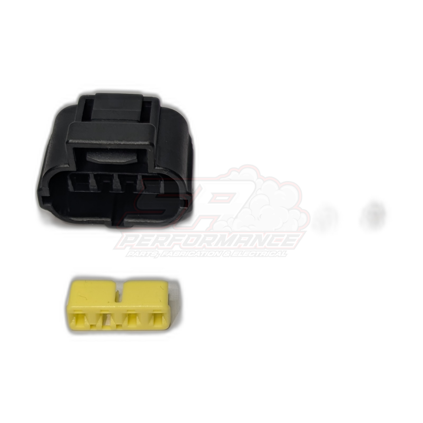 Toyota TPS 4-pin connector for 1UZFE 1JZ 2JZ showing black housing with open terminal view and yellow insulator block