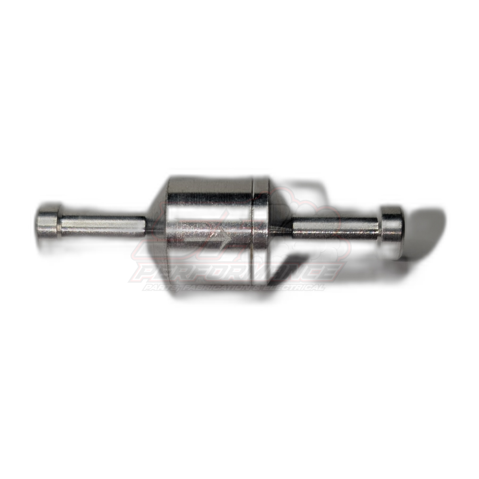 6mm aluminium inline one way check valve with barbed fittings side view showing polished anodised body and dual 6mm connections