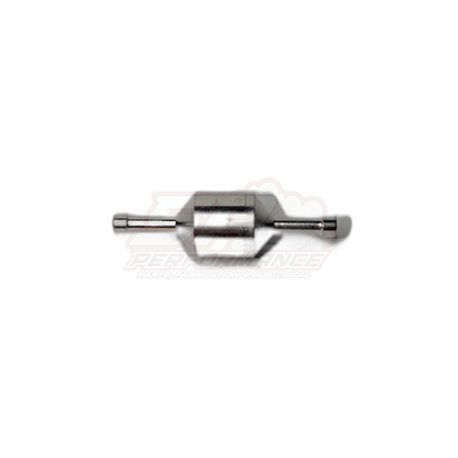 4mm aluminium inline one way valve side view showing polished body and barbed fittings on both ends