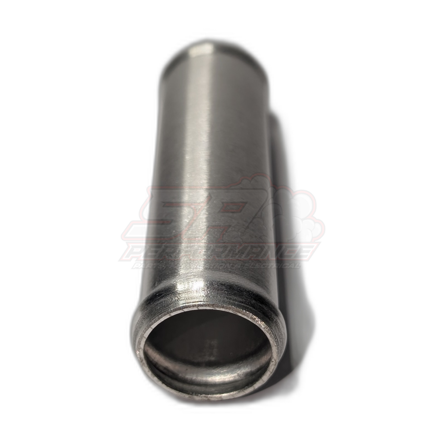 Straight 28mm aluminium hose joiner front view showing polished finish, beaded ends and internal bore diameter