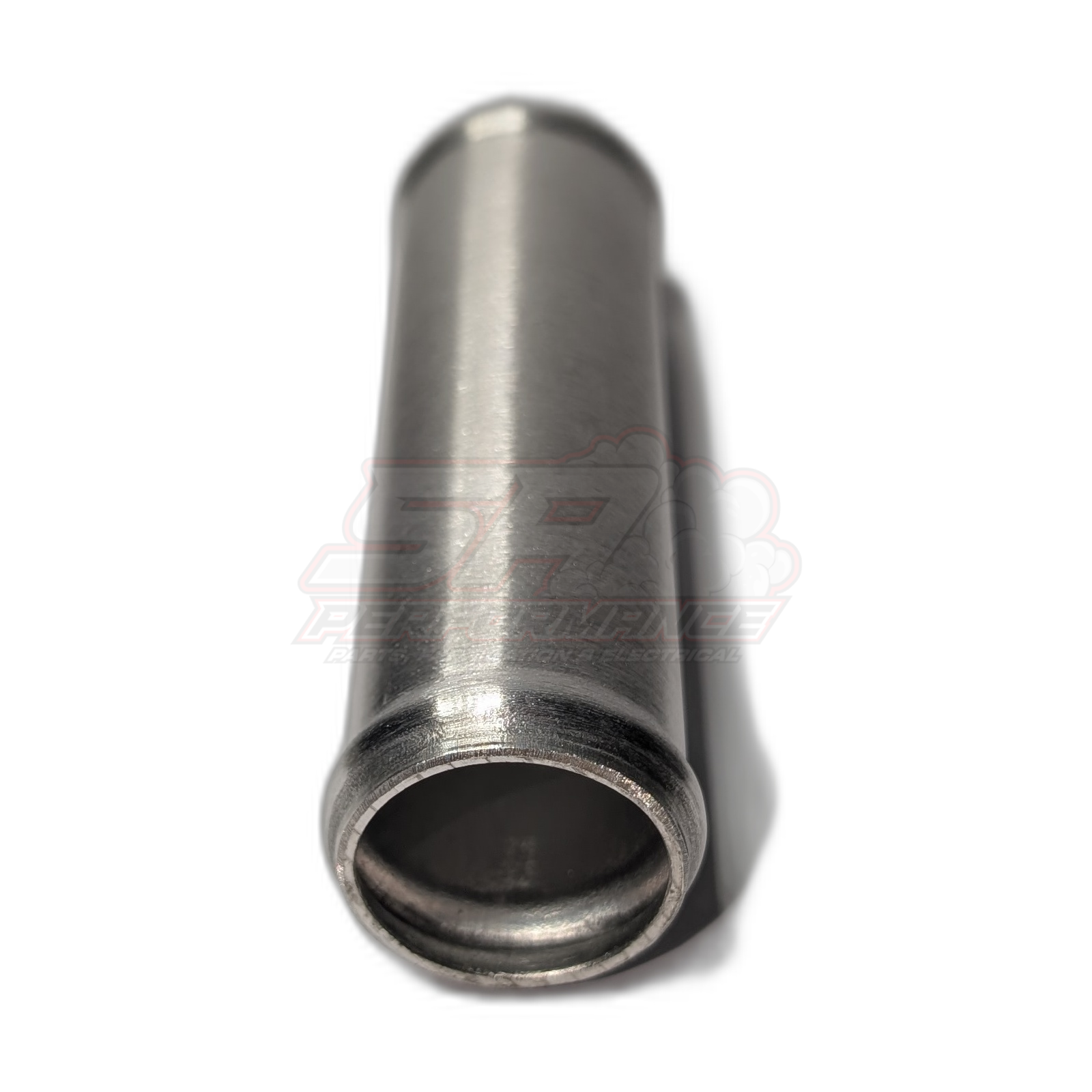 Straight 28mm aluminium hose joiner front view showing polished finish, beaded ends and internal bore diameter