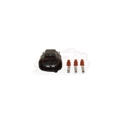 Denso 3-pin connector kit with black housing and three metal terminals with red seals for crank cam speed sensors