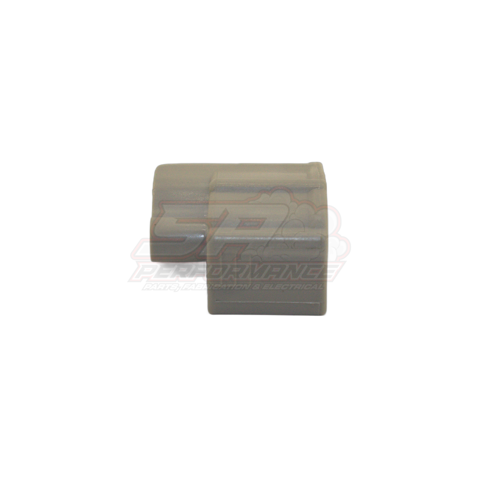 Grey Denso 2-pin injector connector housing side view for Nissan Toyota Mitsubishi fuel injector wiring