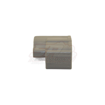 Grey Denso 2-pin injector connector housing side view for Nissan Toyota Mitsubishi fuel injector wiring