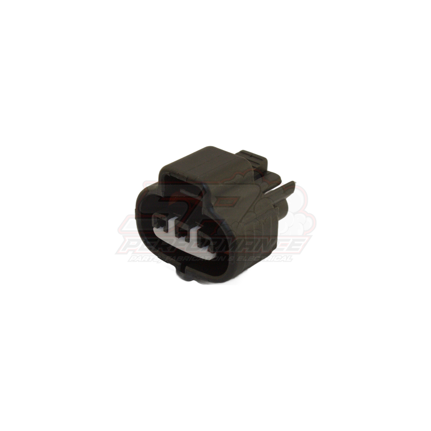 Denso 3-pin connector angled view showing black housing with grey terminal insert for Toyota 1JZ 2JZ MAP TPS sensors