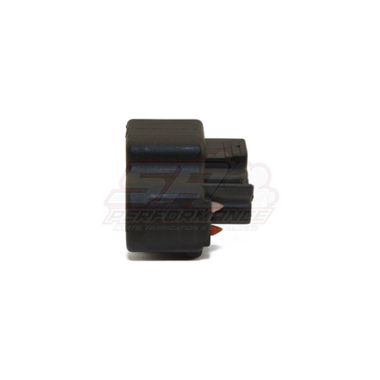 Side view of black Denso 3-pin connector housing showing terminal slots with exposed copper contacts for Toyota 1JZ 2JZ MAP TPS sensors