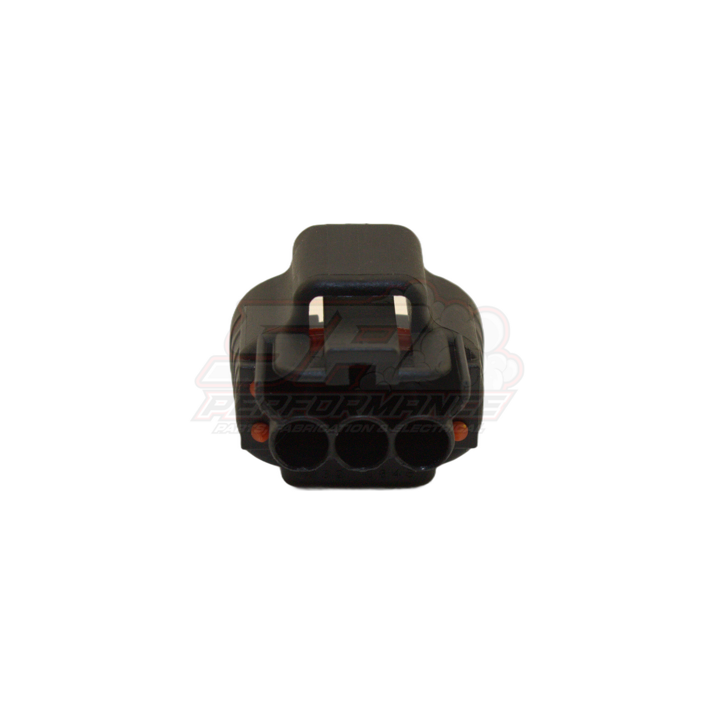 Black Denso 3-pin connector housing front view showing three circular terminal cavities and locking tab for Toyota 1JZ 2JZ MAP TPS sensors
