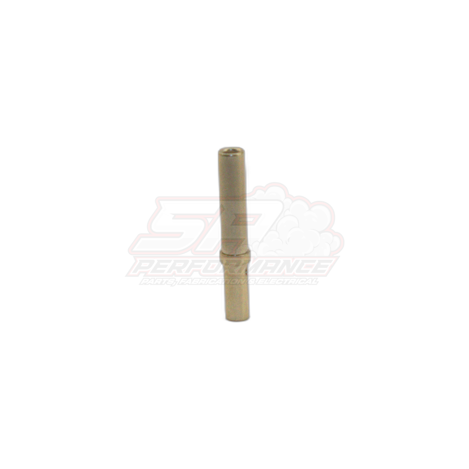 Brass Deutsch DT solid closed barrel terminal front view showing crimp barrel and contact pin sections