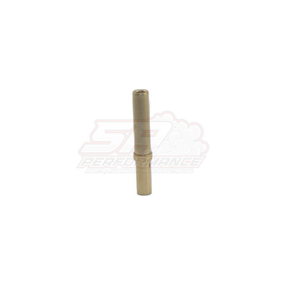 Brass Deutsch DT solid closed barrel terminal front view showing crimp barrel and contact pin sections