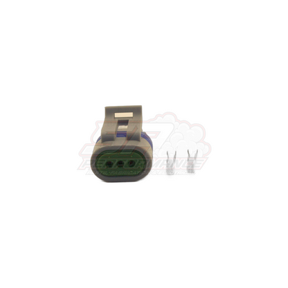 GM 3-pin CAS cam angle sensor connector with grey housing, green seal and metal terminals for Holden Commodore