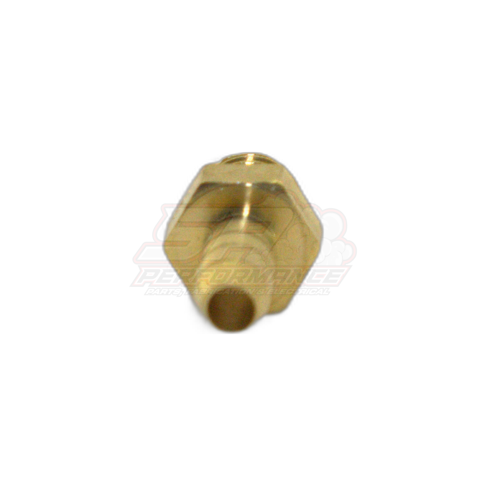 M6 x 1.0 male metric brass barb fitting angled view showing hexagonal body and 4mm barb end