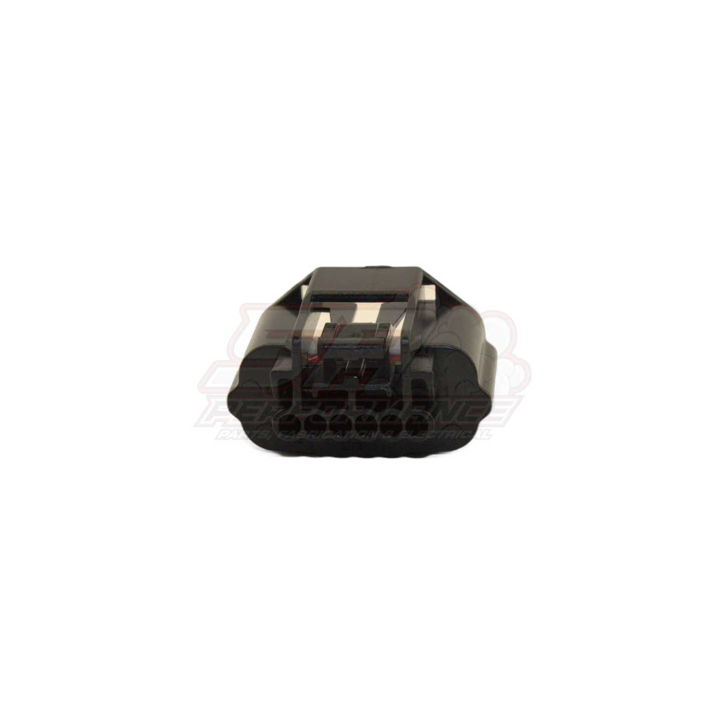 Black 6-pin Nissan Hitachi AFM connector housing front view showing terminal cavities and locking tab