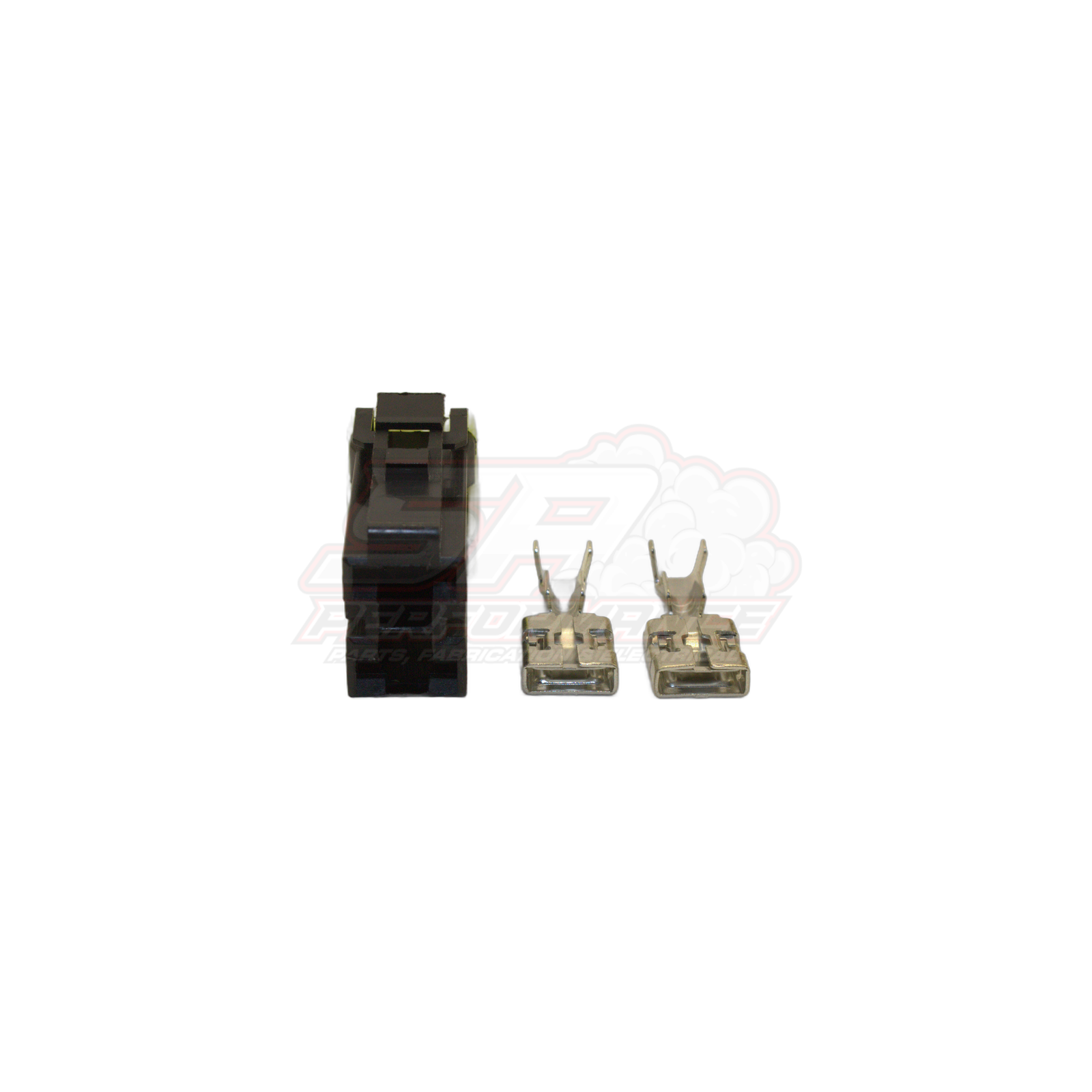 2 pin Japanese connector with black housing and two silver metal terminals for early Nissan Toyota Honda Mazda sensors