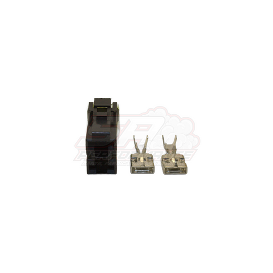 2 pin Japanese connector with black housing and two silver metal terminals for early Nissan Toyota Honda Mazda sensors