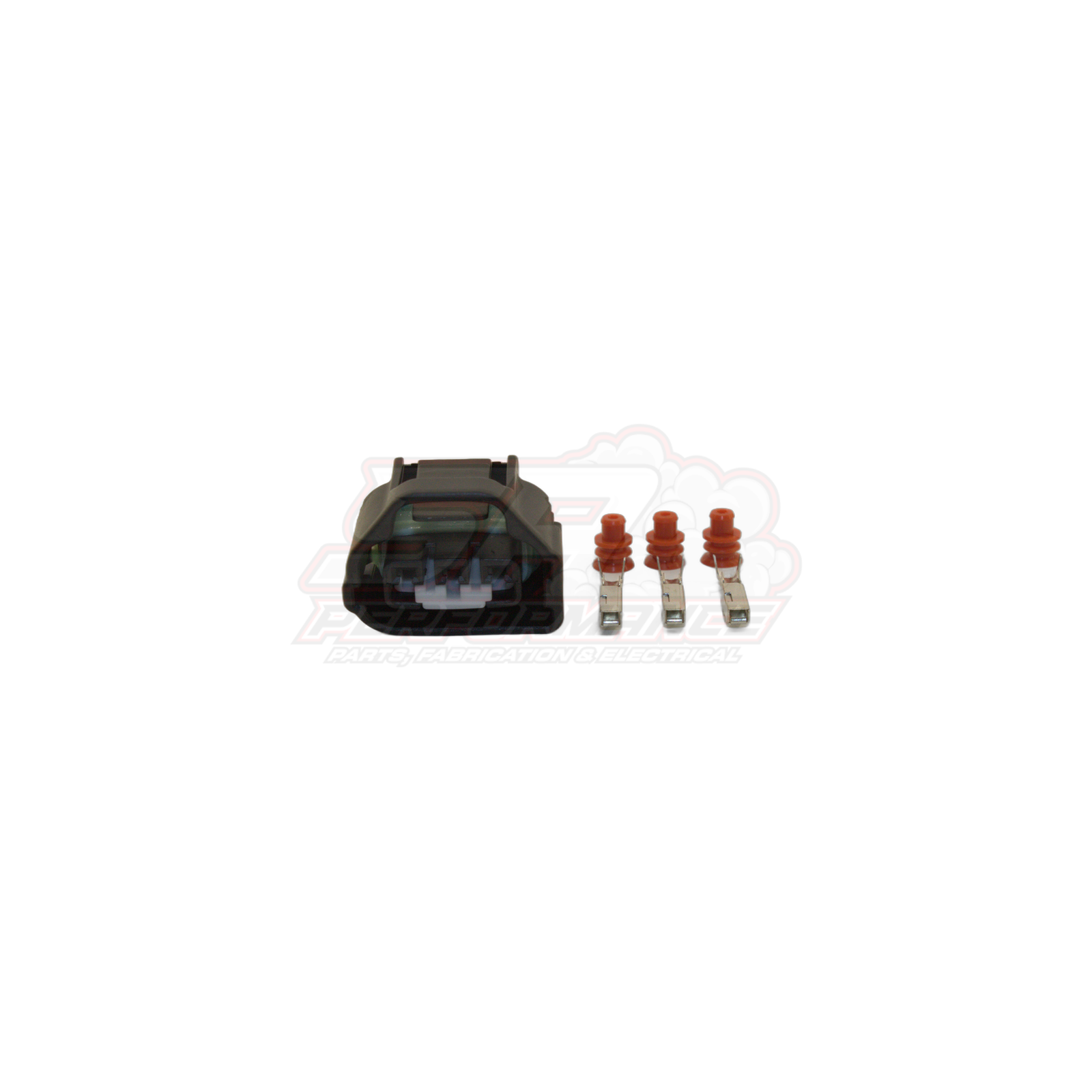 3-pin Toyota Mazda TPS throttle position sensor connector housing with three terminals and red seals front view